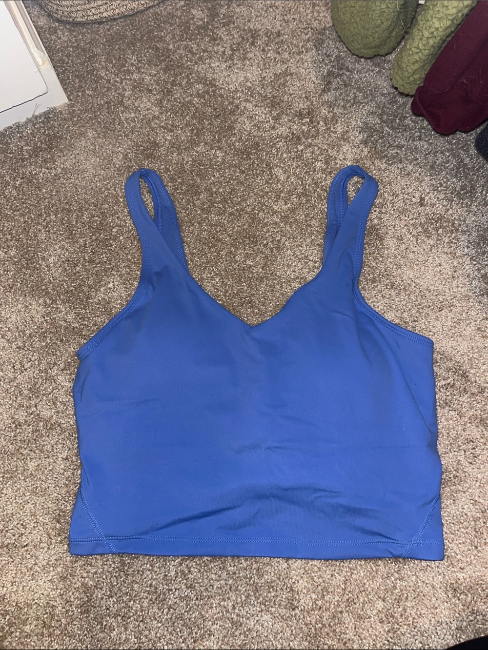 Blue Scoop Neck Crop Tank Top
